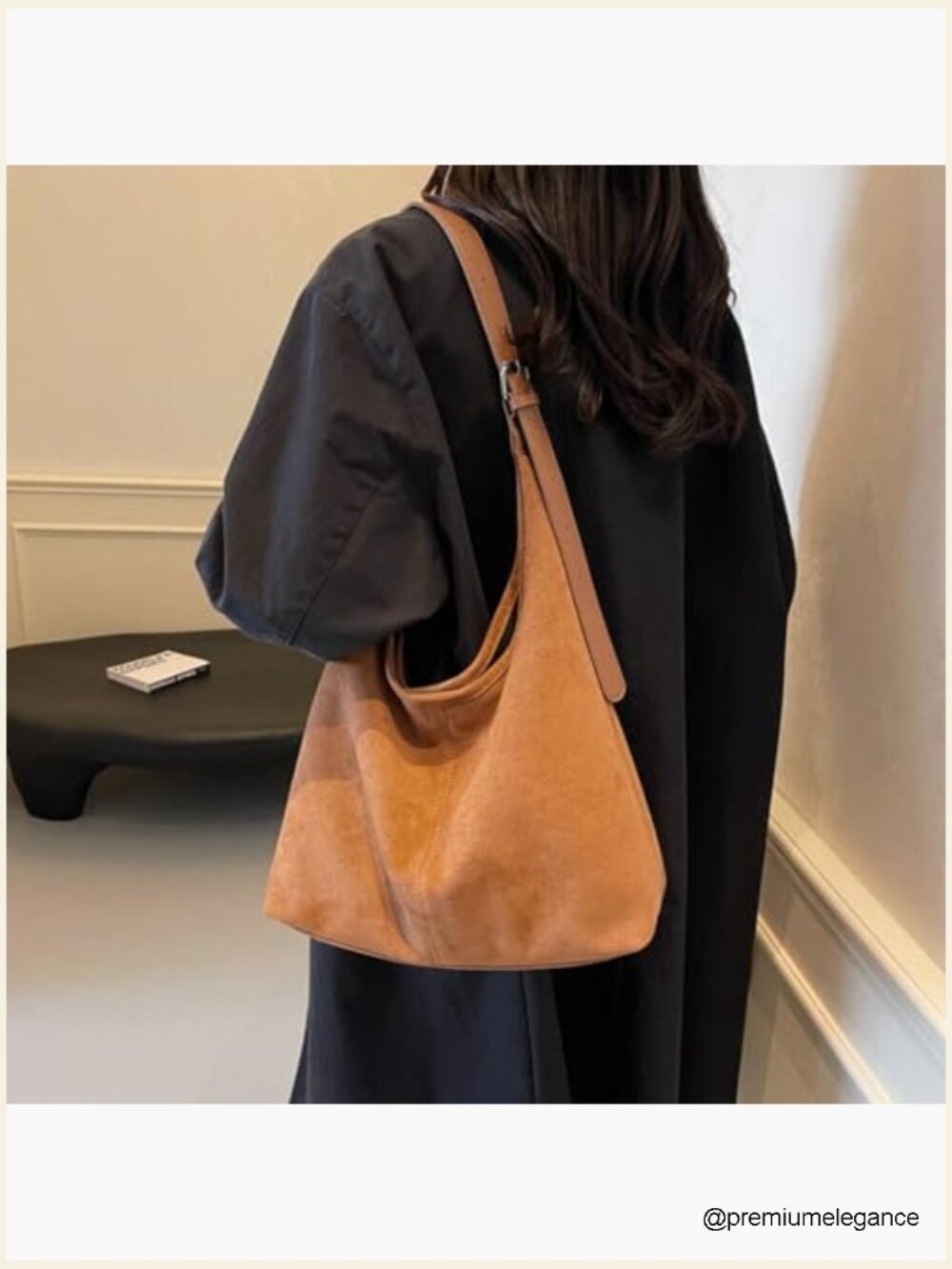Slouchy Suede Hobo Bag Faux Leather Tote Shoulder Work Bag - Picture 7 of 7